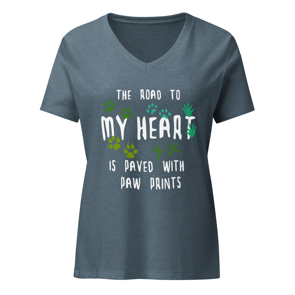 The road to my heart is paved with paw prints Women's V-Neck T-Shirt
