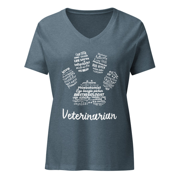 Veterinarian Paw Print Women's V-Neck T-Shirt