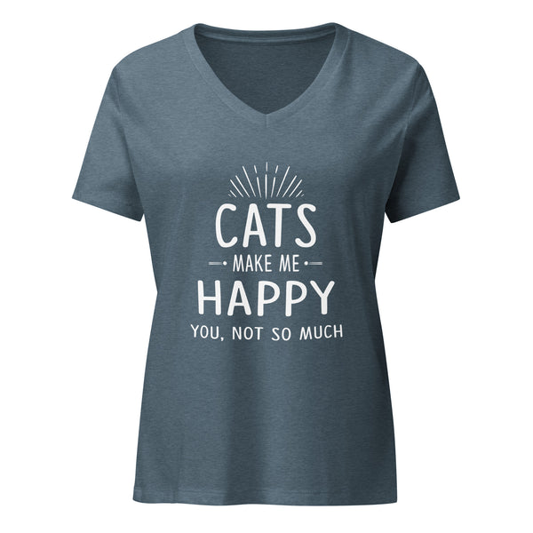 Cats make me happy Women's V-Neck T-Shirt
