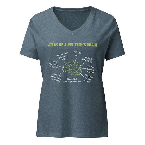 Atlas of a Vet Tech's Brain Women's V-Neck T-Shirt