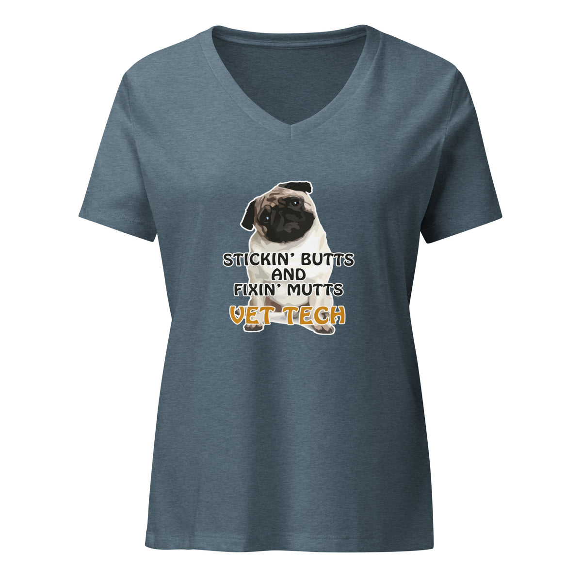 Stickin' butts and fixin' mutts vet tech Women's V-Neck T-Shirt