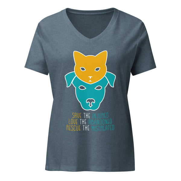 Save the injured, love the abandoned, rescue the mistreated Women's V-Neck T-Shirt