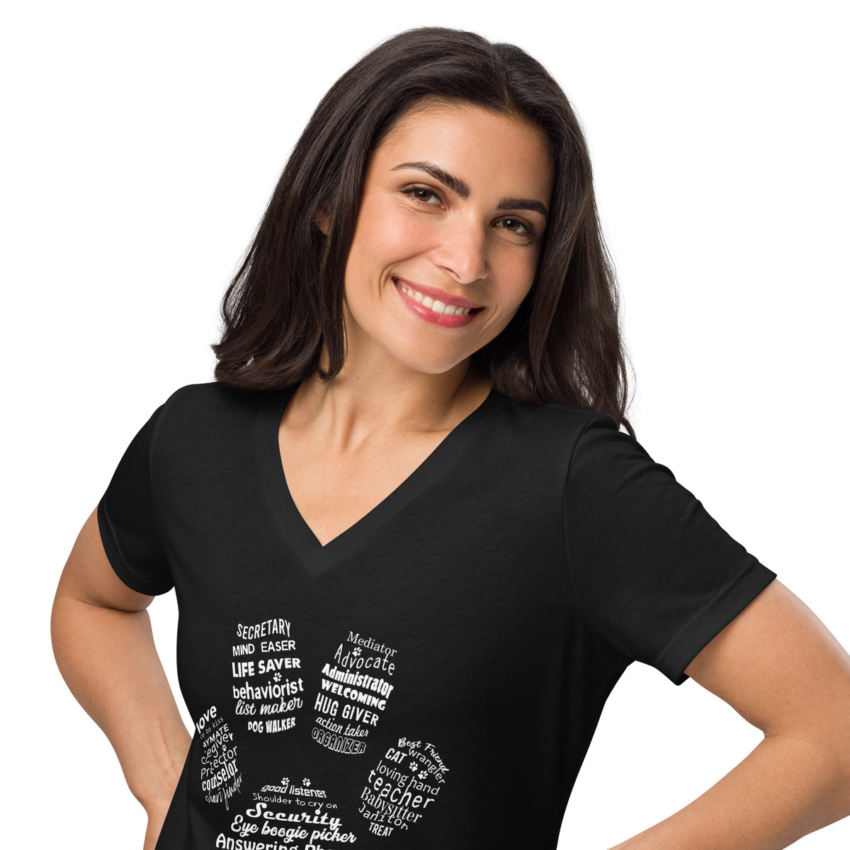 Vet Receptionist Pawprint Women’s V-neck t-shirt-I love Veterinary