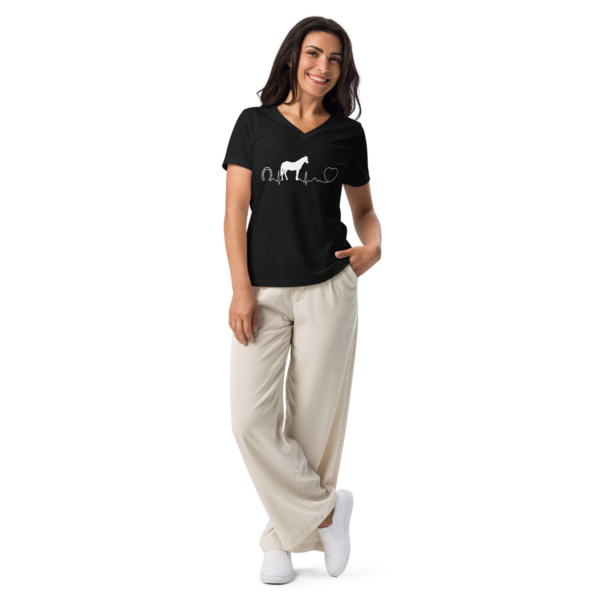 Horse pulse Women's V-Neck T-Shirt-I love Veterinary