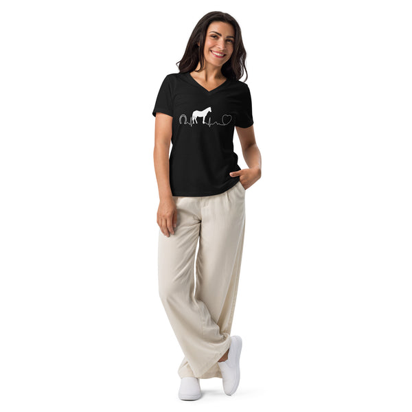 Horse pulse Women's V-Neck T-Shirt-I love Veterinary