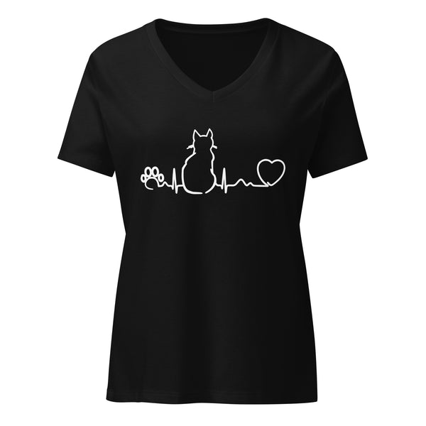 NOMV Cat Pulse Women's V-Neck T-Shirt-I love Veterinary
