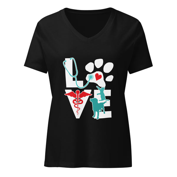 Love Cat and Dog Women's V-Neck T-Shirt-I love Veterinary