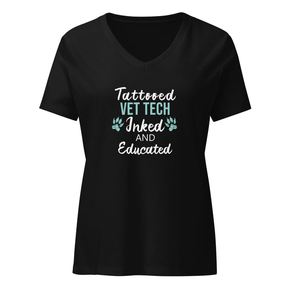 Vet Tech Inked and Educated Women's V-Neck T-Shirt