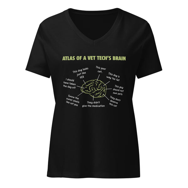 Atlas of a Vet Tech's Brain Women's V-Neck T-Shirt