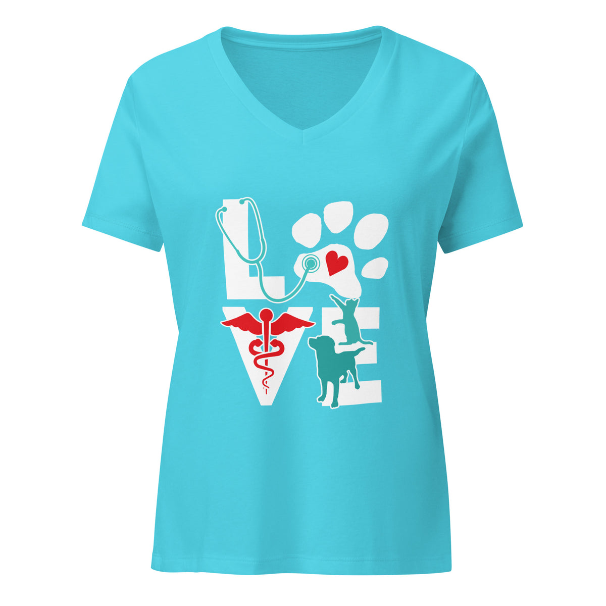Love Cat and Dog Women's V-Neck T-Shirt-I love Veterinary