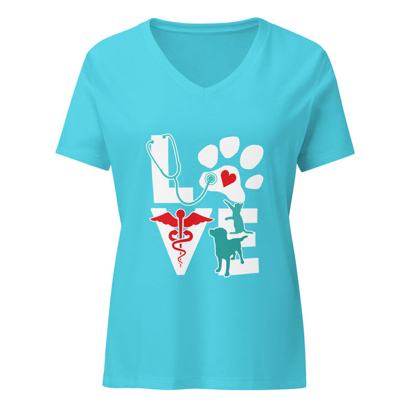 Love Cat and Dog Women's V-Neck T-Shirt-I love Veterinary