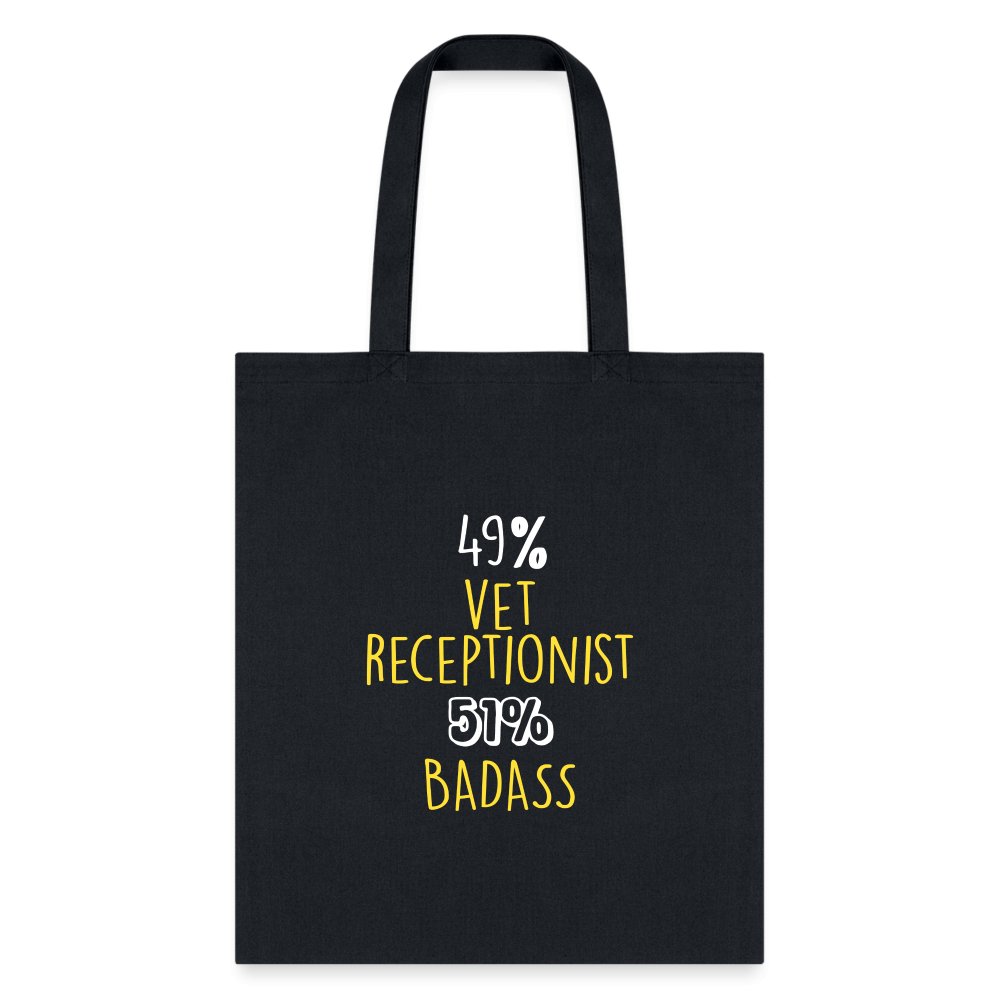 49% vet receptionist 51% Badass Cotton Tote Bag-Tote Bag | Q-Tees Q800-I love Veterinary