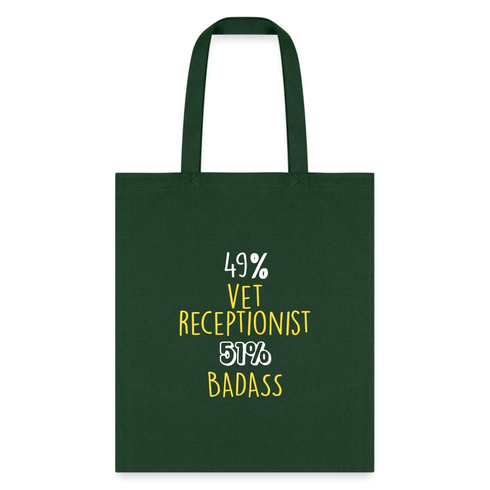 49% vet receptionist 51% Badass Cotton Tote Bag-Tote Bag | Q-Tees Q800-I love Veterinary