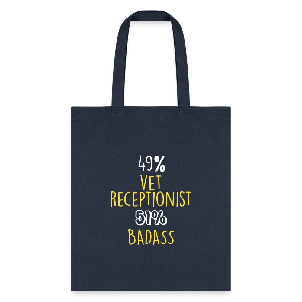 49% vet receptionist 51% Badass Cotton Tote Bag-Tote Bag | Q-Tees Q800-I love Veterinary