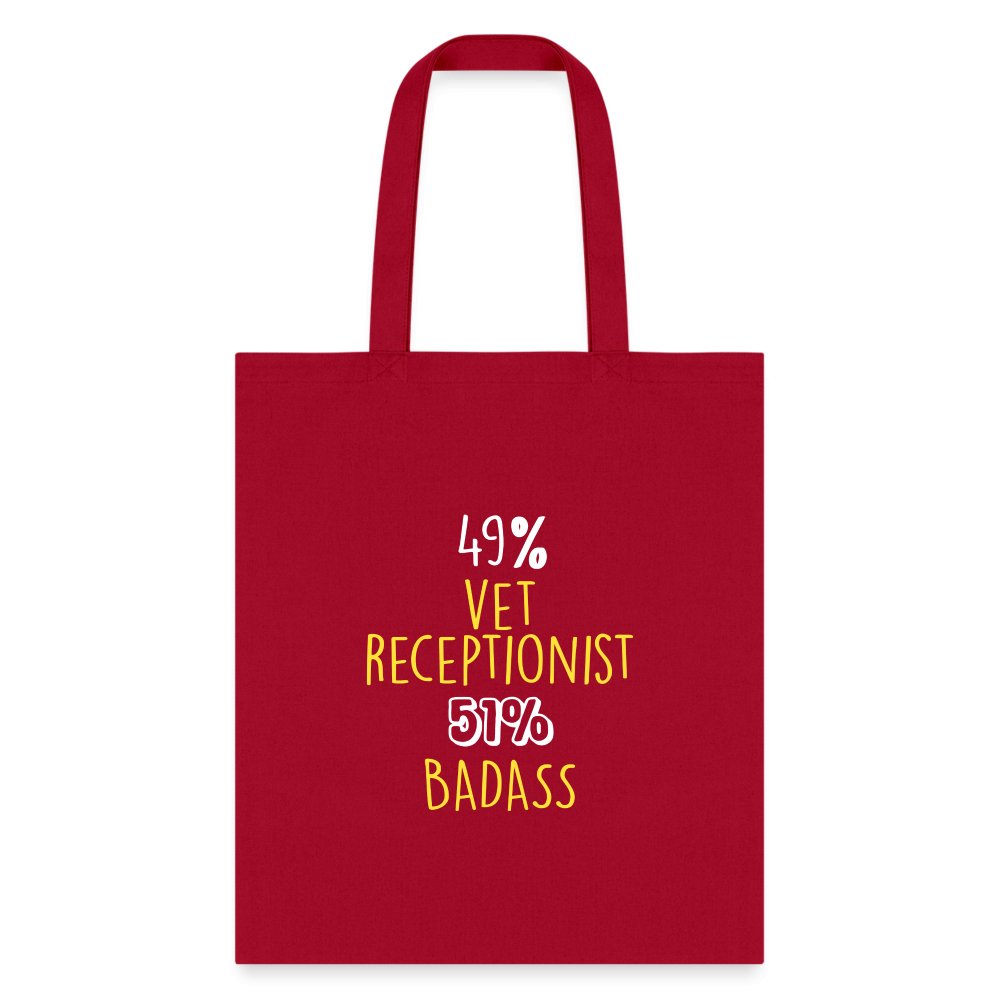 49% vet receptionist 51% Badass Cotton Tote Bag-Tote Bag | Q-Tees Q800-I love Veterinary