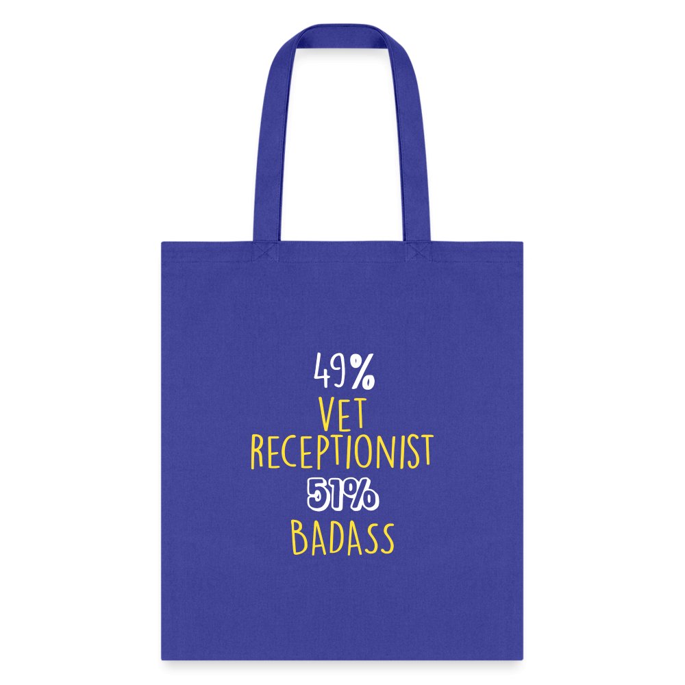 49% vet receptionist 51% Badass Cotton Tote Bag-Tote Bag | Q-Tees Q800-I love Veterinary