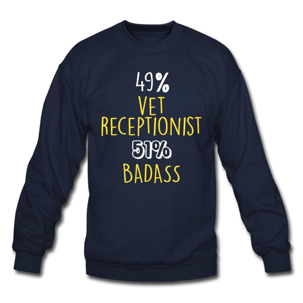 49% vet receptionist 51% Badass Crewneck Sweatshirt-Unisex Crewneck Sweatshirt | Gildan 18000-I love Veterinary