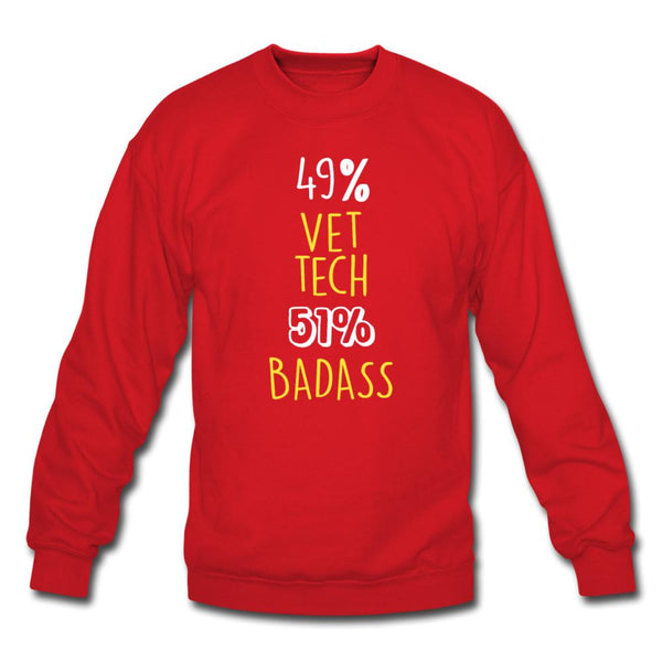 49% Vet tech 51% Badass Crewneck Sweatshirt-Unisex Crewneck Sweatshirt | Gildan 18000-I love Veterinary