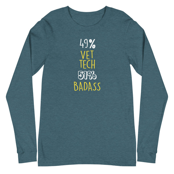 49% Vet tech 51% Badass Unisex Premium Long Sleeve T-Shirt-Unisex Long Sleeve Shirt | Bella + Canvas 3501-I love Veterinary