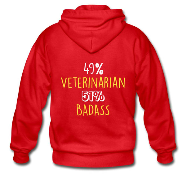49% Veterinarian 51% Badass Unisex Zip Hoodie-Heavy Blend Adult Zip Hoodie | Gildan G18600-I love Veterinary