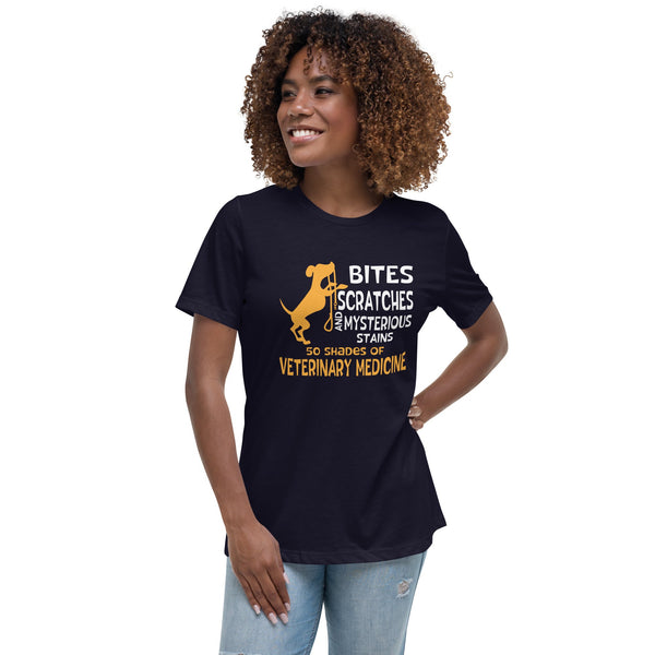 50 Shades of Veterinary Medicine Women's Relaxed T-Shirt-Women's Relaxed T-shirt | Bella + Canvas 6400-I love Veterinary