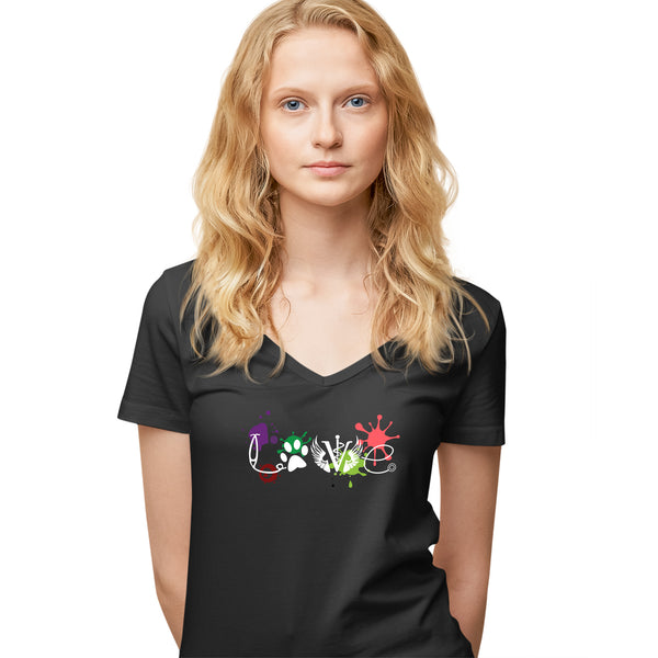LOVE Veterinary Medicine Women's Women's V-Neck T-Shirt-Women's T-Shirt | Fruit of the Loom L3930R-I love Veterinary