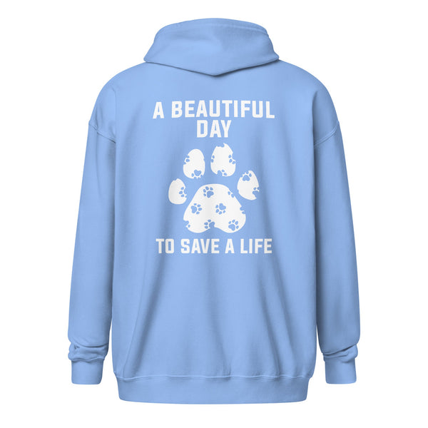A beautiful day to save a life Unisex heavy blend zip hoodie-Unisex Heavy Blend Zip Hoodie | Gildan 18600-I love Veterinary