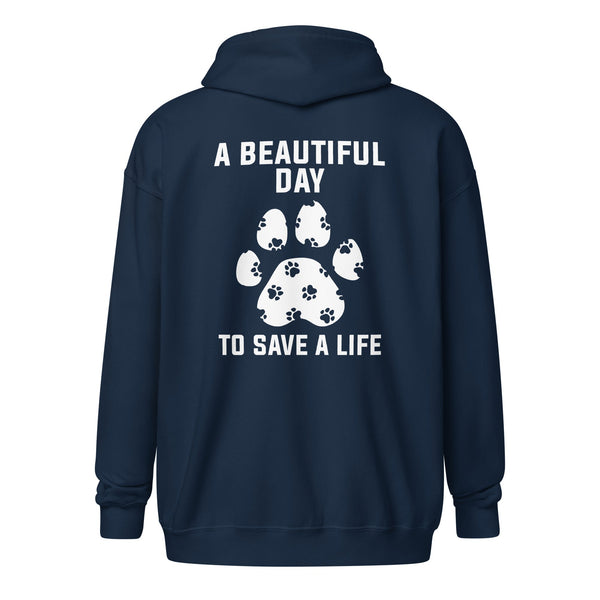 A beautiful day to save a life Unisex heavy blend zip hoodie-I love Veterinary