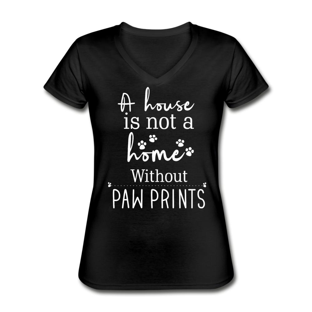 A house is not a home without Pawprints Women's V-Neck T-Shirt-Women's V-Neck T-Shirt | Fruit of the Loom L39VR-I love Veterinary