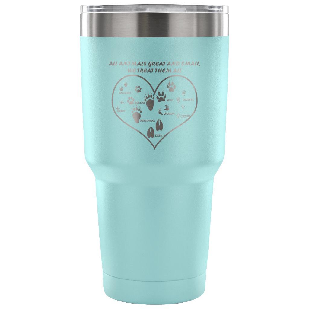 All animals great and small, we treat them all 30oz Vacuum Tumbler-Tumblers-I love Veterinary