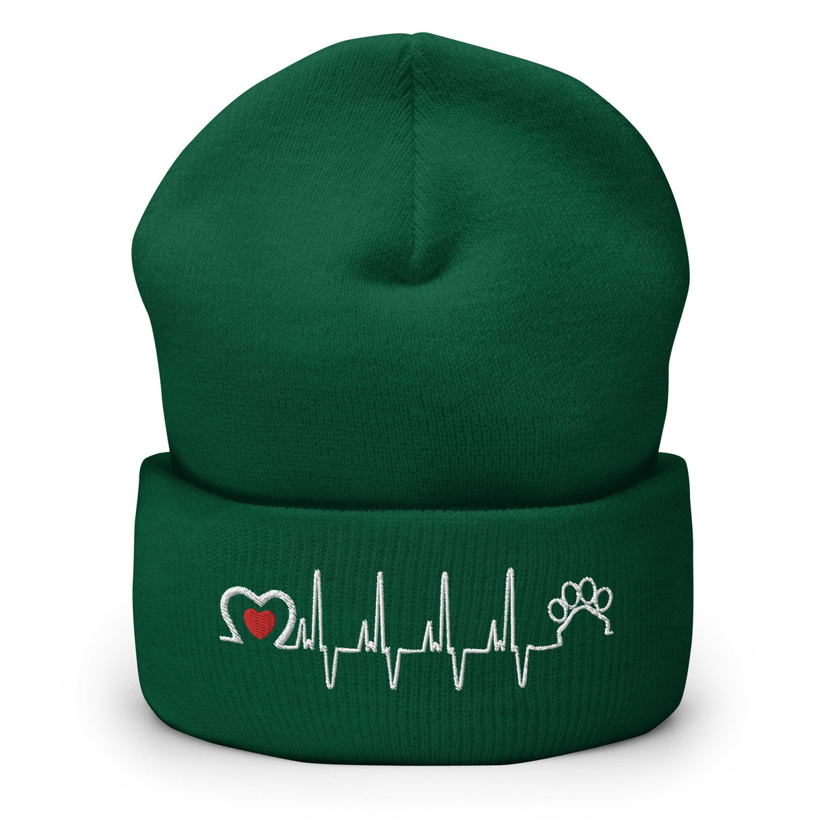 Animal Love Beat Embroidered Cuffed Beanie-Yupoong Cuffed Beanie 1501KC-I love Veterinary