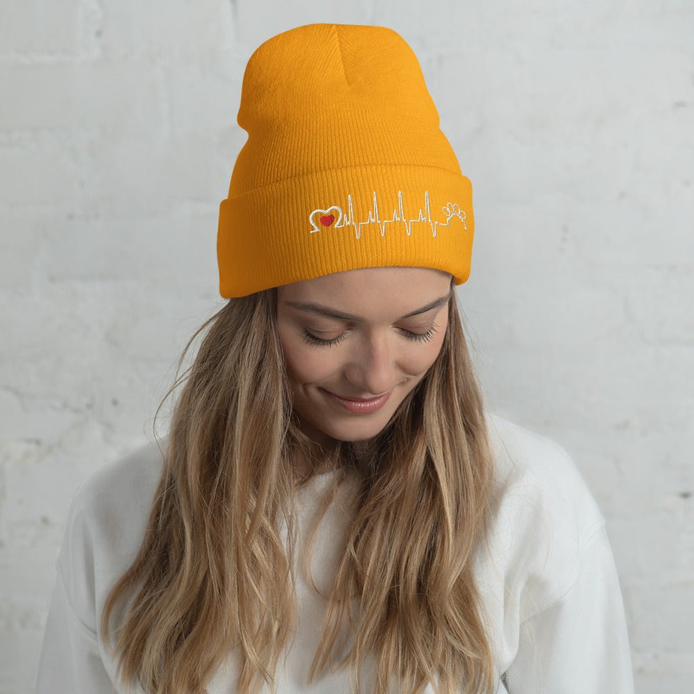 Animal Love Beat Embroidered Cuffed Beanie-Yupoong Cuffed Beanie 1501KC-I love Veterinary