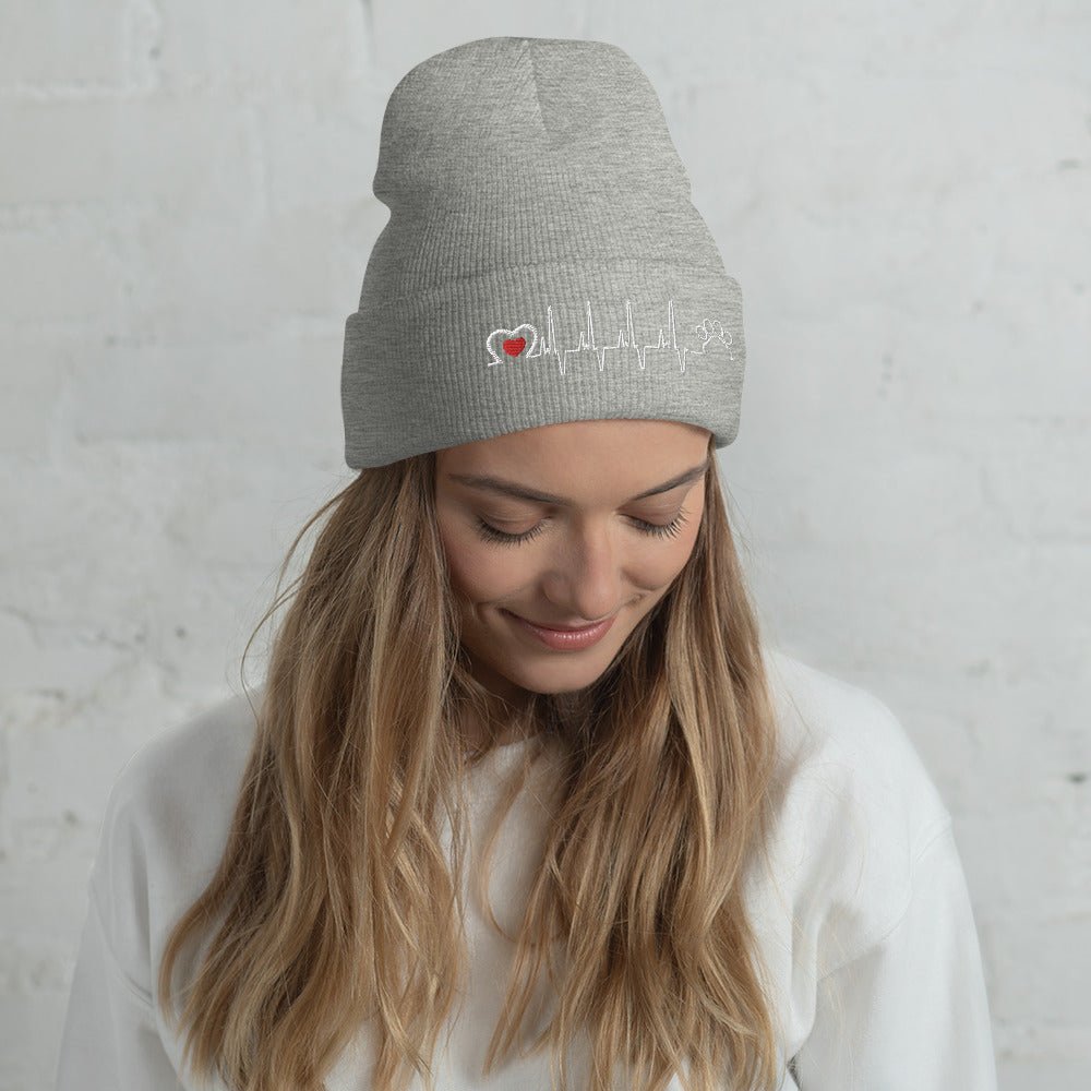 Animal Love Beat Embroidered Cuffed Beanie-Yupoong Cuffed Beanie 1501KC-I love Veterinary