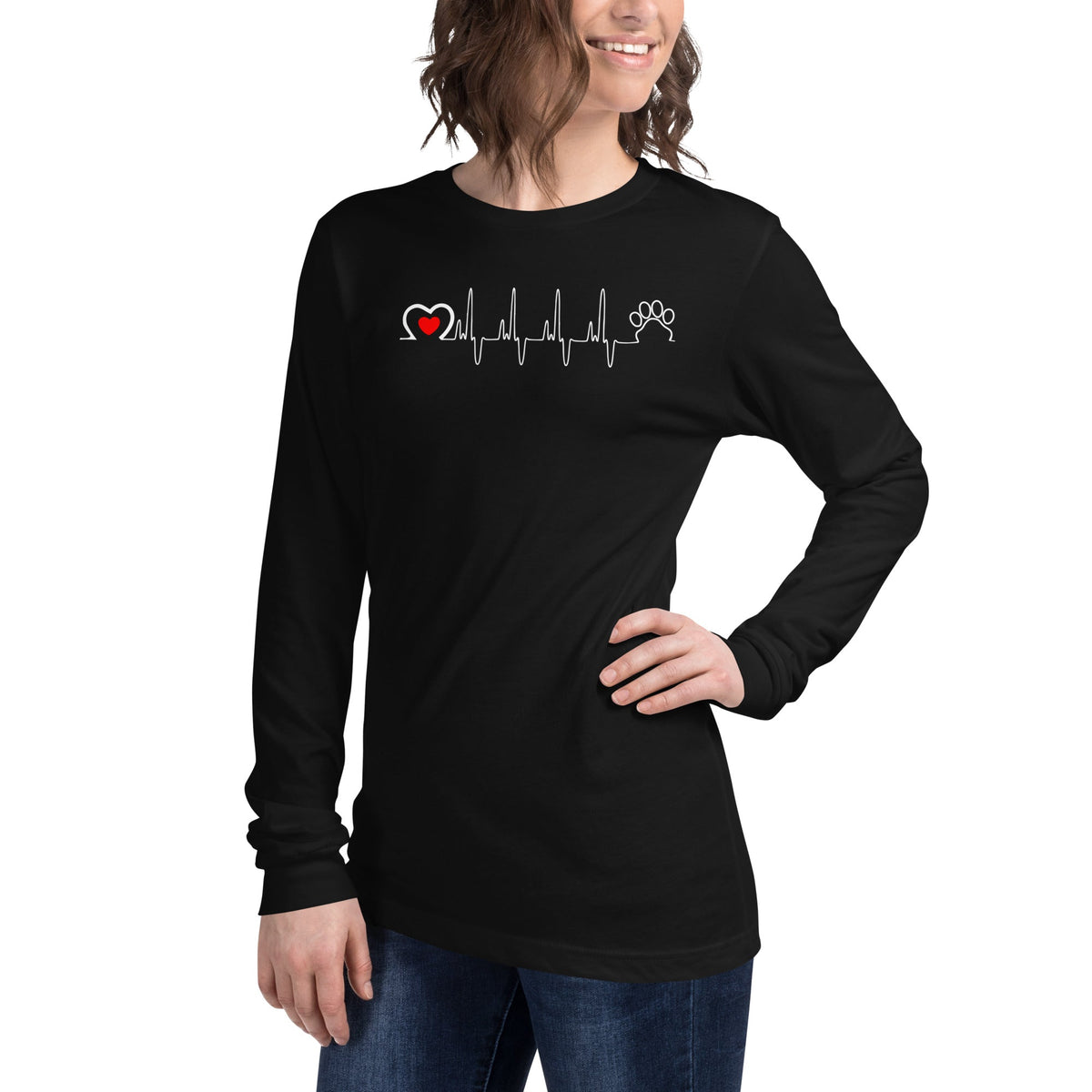 Animal Love Beat Unisex Long Sleeve Tee-Unisex Long Sleeve Shirt | Bella + Canvas 3501-I love Veterinary