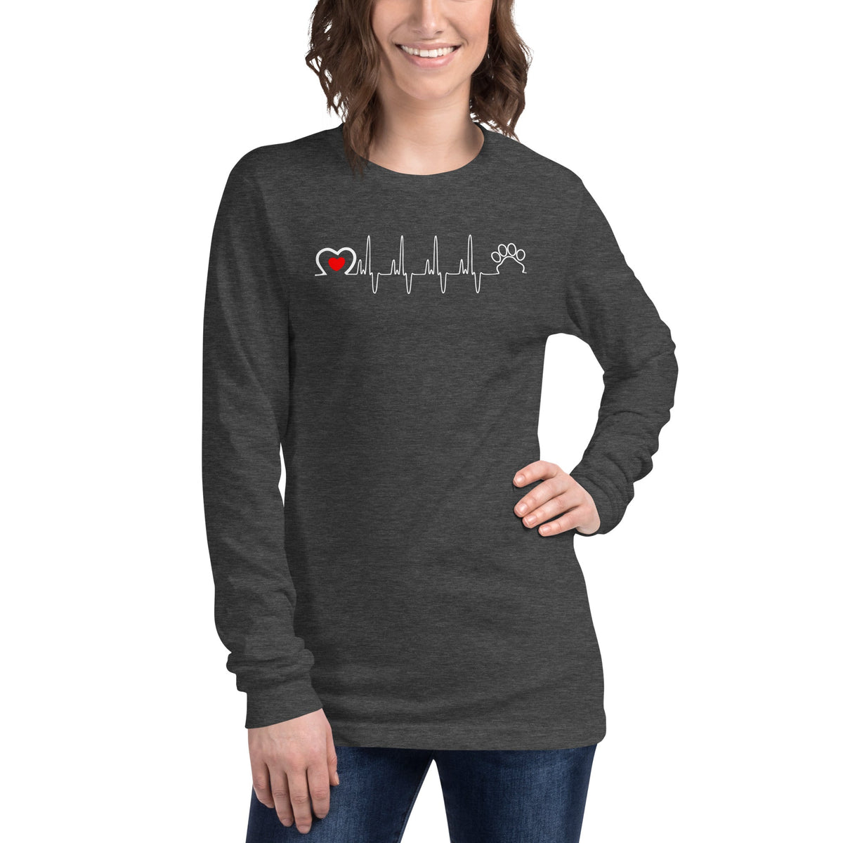 Animal Love Beat Unisex Long Sleeve Tee-Unisex Long Sleeve Shirt | Bella + Canvas 3501-I love Veterinary
