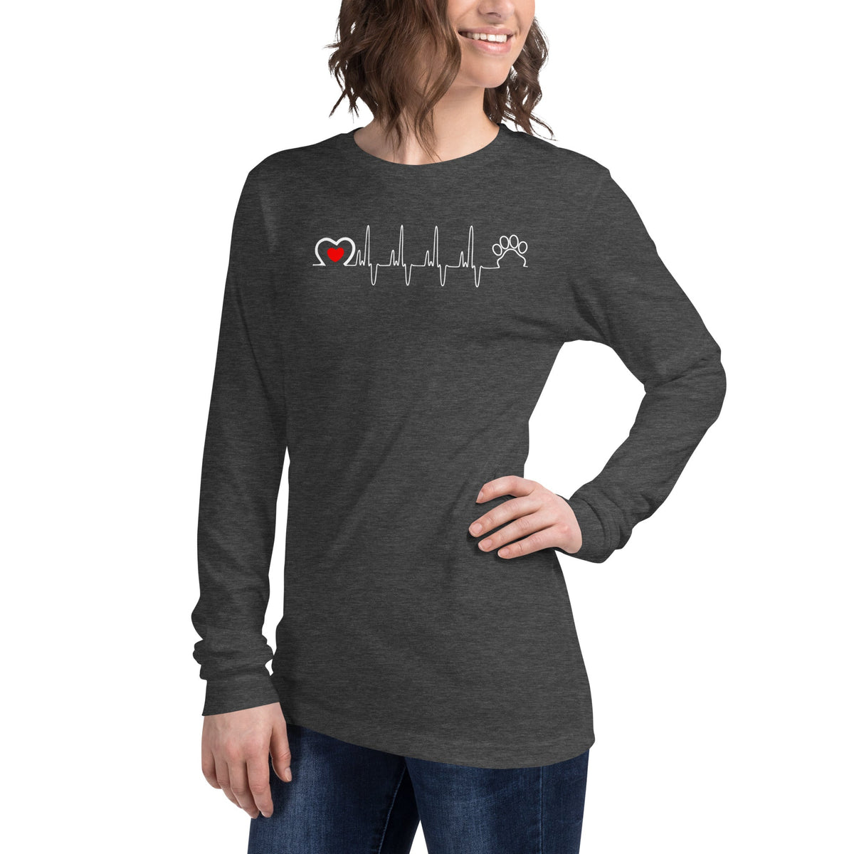 Animal Love Beat Unisex Long Sleeve Tee-Unisex Long Sleeve Shirt | Bella + Canvas 3501-I love Veterinary
