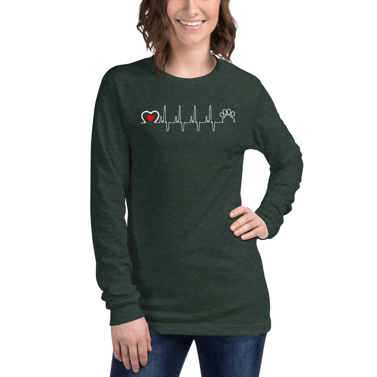 Animal Love Beat Unisex Long Sleeve Tee-Unisex Long Sleeve Shirt | Bella + Canvas 3501-I love Veterinary