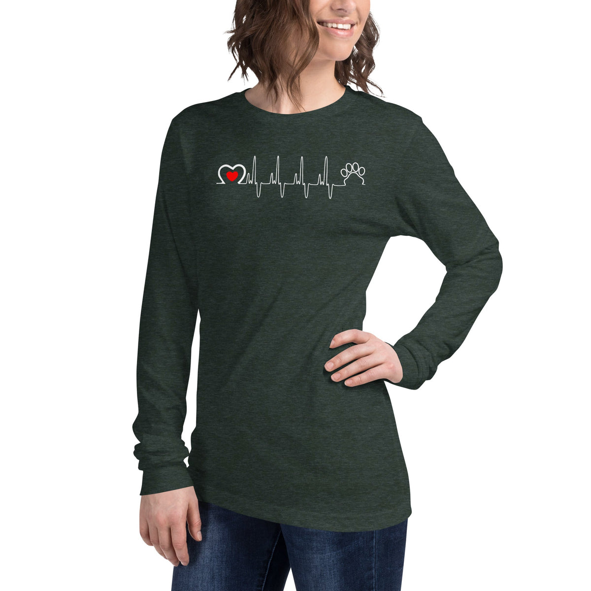 Animal Love Beat Unisex Long Sleeve Tee-Unisex Long Sleeve Shirt | Bella + Canvas 3501-I love Veterinary