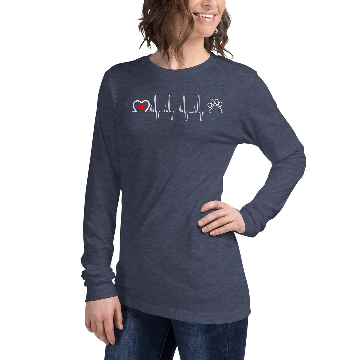 Animal Love Beat Unisex Long Sleeve Tee-Unisex Long Sleeve Shirt | Bella + Canvas 3501-I love Veterinary