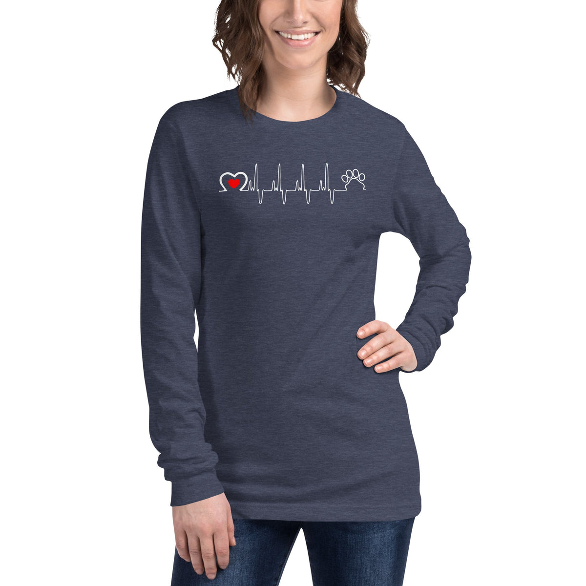 Animal Love Beat Unisex Long Sleeve Tee-Unisex Long Sleeve Shirt | Bella + Canvas 3501-I love Veterinary