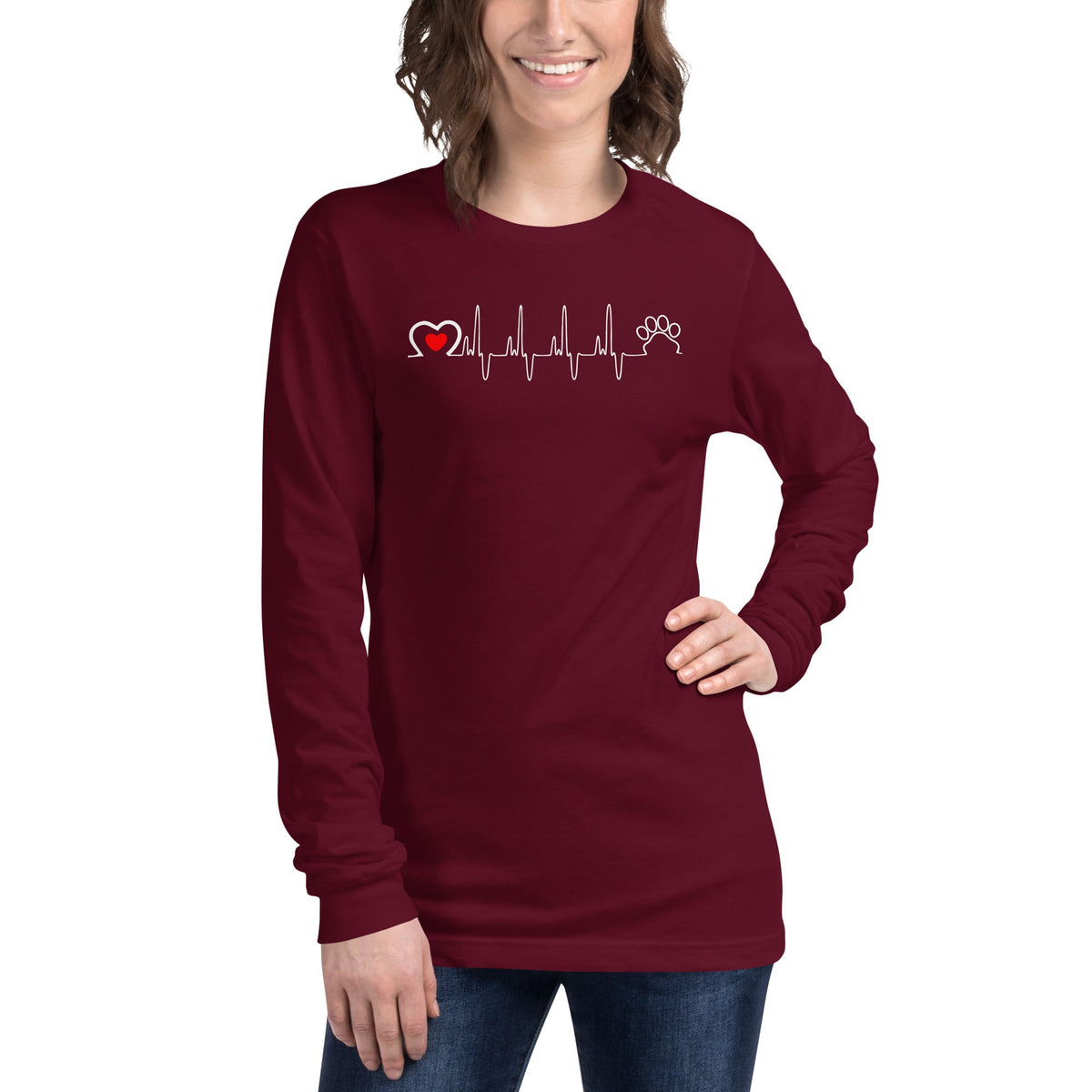 Animal Love Beat Unisex Long Sleeve Tee-Unisex Long Sleeve Shirt | Bella + Canvas 3501-I love Veterinary
