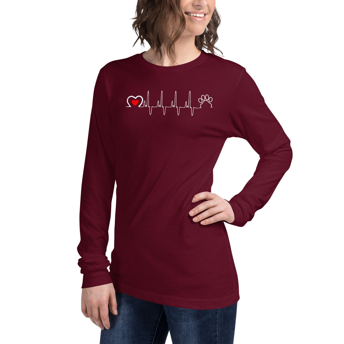 Animal Love Beat Unisex Long Sleeve Tee-Unisex Long Sleeve Shirt | Bella + Canvas 3501-I love Veterinary