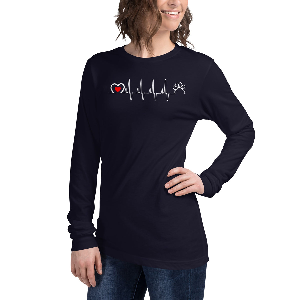 Animal Love Beat Unisex Long Sleeve Tee-Unisex Long Sleeve Shirt | Bella + Canvas 3501-I love Veterinary