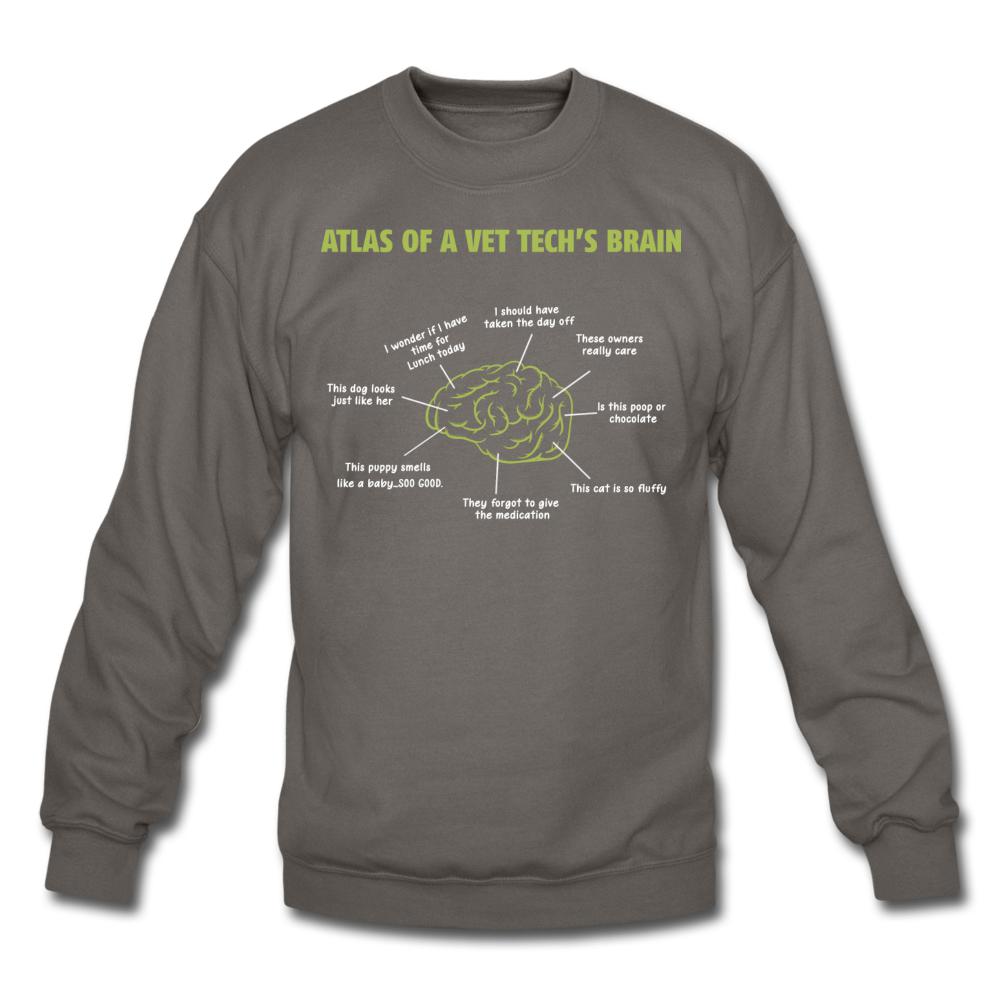 Atlas of a Vet Tech's Brain Crewneck Sweatshirt-Unisex Crewneck Sweatshirt | Gildan 18000-I love Veterinary