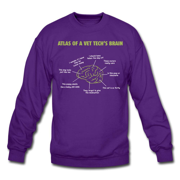 Atlas of a Vet Tech's Brain Crewneck Sweatshirt-Unisex Crewneck Sweatshirt | Gildan 18000-I love Veterinary