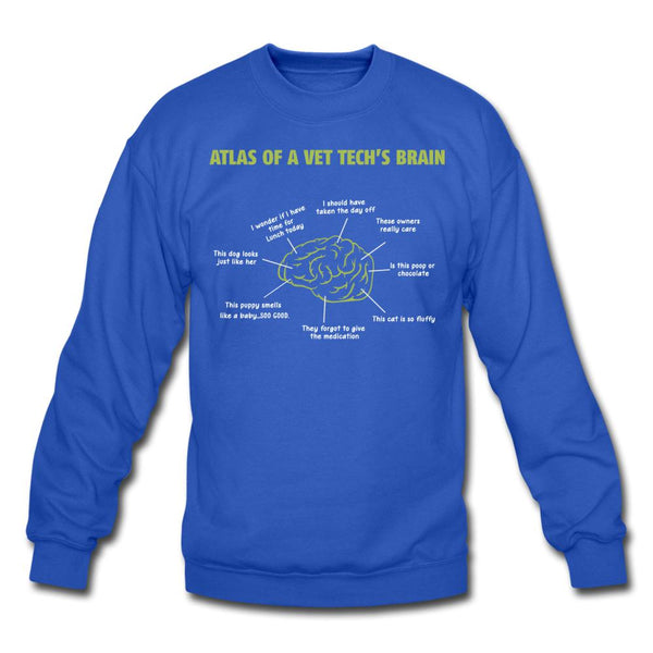 Atlas of a Vet Tech's Brain Crewneck Sweatshirt-Unisex Crewneck Sweatshirt | Gildan 18000-I love Veterinary