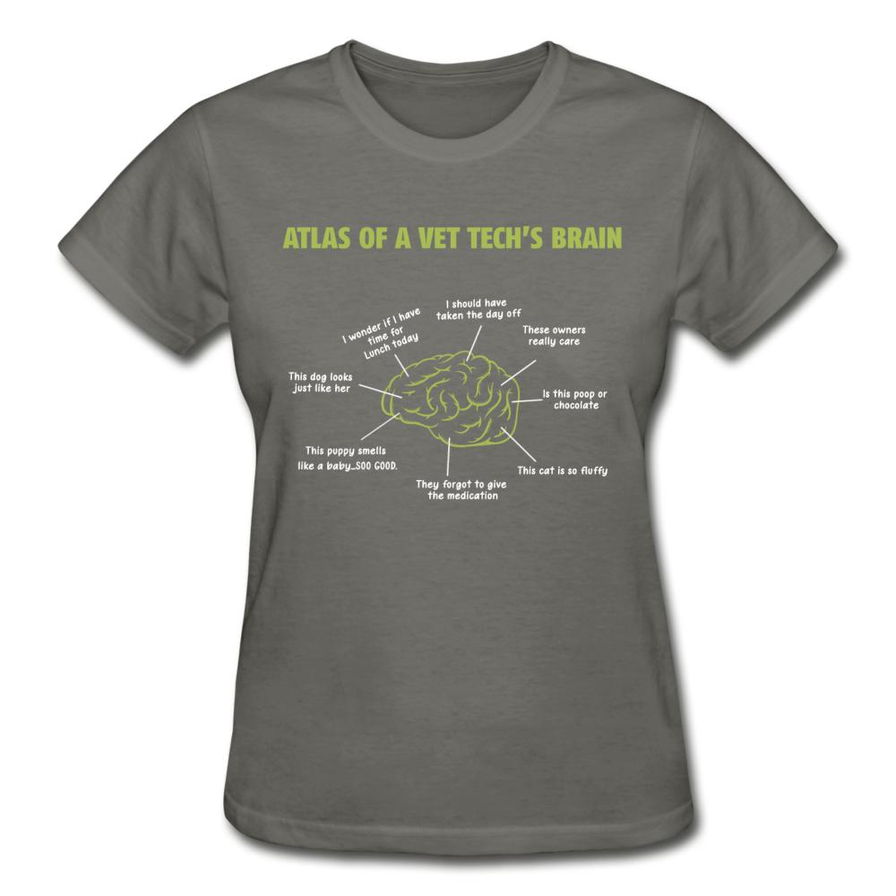 Atlas of a Vet Tech's Brain Gildan Ultra Cotton Ladies T-Shirt-Ultra Cotton Ladies T-Shirt | Gildan G200L-I love Veterinary