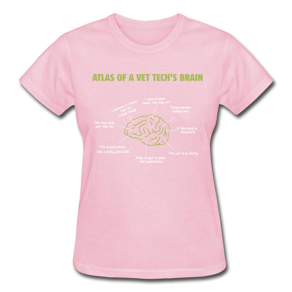 Atlas of a Vet Tech's Brain Gildan Ultra Cotton Ladies T-Shirt-Ultra Cotton Ladies T-Shirt | Gildan G200L-I love Veterinary