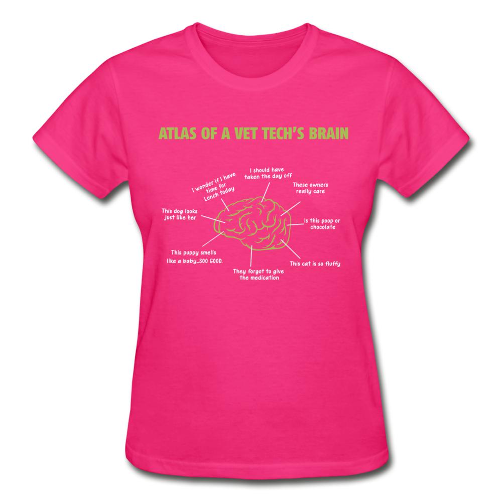 Atlas of a Vet Tech's Brain Gildan Ultra Cotton Ladies T-Shirt-Ultra Cotton Ladies T-Shirt | Gildan G200L-I love Veterinary