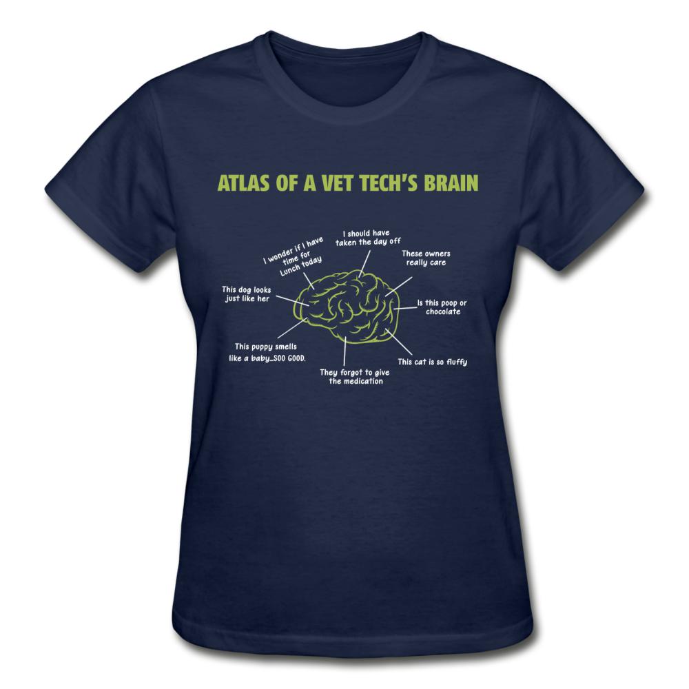 Atlas of a Vet Tech's Brain Gildan Ultra Cotton Ladies T-Shirt-Ultra Cotton Ladies T-Shirt | Gildan G200L-I love Veterinary